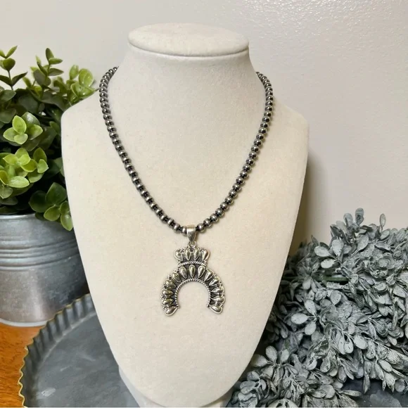 Sterling Silver Naja PendantSolid BackClassic Southwestern Design